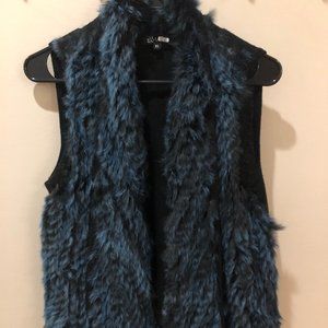 Navy Blue Rabbit Fur Vest